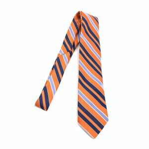Calabrum London Striped Necktie Standard Size Mens Orange Blue Tie Business